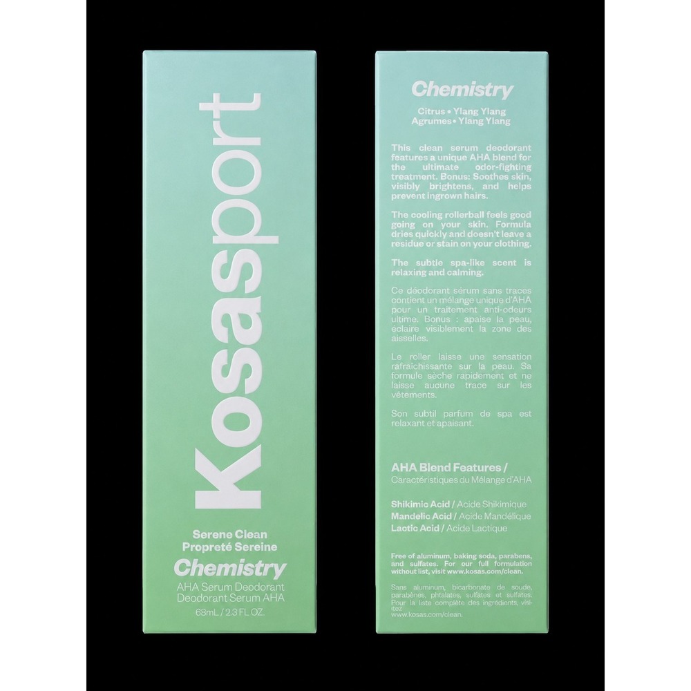 Kosasport Serene Clean Chemistry AHA Serum Deodorant 2.3oz NIB Natural Granola